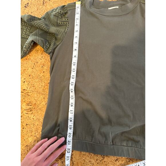 Anthropologie Tiny longsleeve shirt embroidered eyelet puff sleeves M petite - Picture 7 of 11